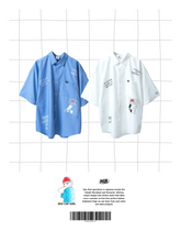 RED CAP GIRL Patterned Polyester Broad Short Sleeve Shirt